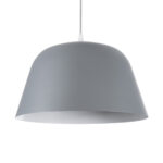 GloboStar® UPVALE 01282 Μοντέρνο Κρεμαστό Φωτιστικό Καμπάνα Μονόφωτο 1 x E27 IP20 Γκρί & Λευκό Μέταλλο - Μ40 x Π40 x Υ24cm