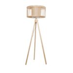 GloboStar® POPPY 01988 Boho Επιδαπέδιο Φωτιστικό Μονόφωτο 1 x E27 IP20 Μπεζ Ξύλο - Μ58 x Π58 x Υ145.5cm
