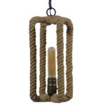 GloboStar® ELDORA 10001014 Vintage Κρεμαστό Φωτιστικό Ανάρτηση Μονόφωτο 1 x E27 IP20 Μαύρο Μέταλλο με Μπεζ Σχοινί - Μ13 x Π13 x Υ30cm - Image 4