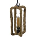 GloboStar® ELDORA 10001014 Vintage Κρεμαστό Φωτιστικό Ανάρτηση Μονόφωτο 1 x E27 IP20 Μαύρο Μέταλλο με Μπεζ Σχοινί - Μ13 x Π13 x Υ30cm - Image 5