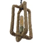 GloboStar® ELDORA 10001014 Vintage Κρεμαστό Φωτιστικό Ανάρτηση Μονόφωτο 1 x E27 IP20 Μαύρο Μέταλλο με Μπεζ Σχοινί - Μ13 x Π13 x Υ30cm - Image 7