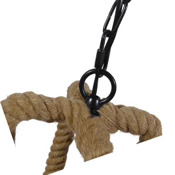 GloboStar® ELDORA 10001014 Vintage Κρεμαστό Φωτιστικό Ανάρτηση Μονόφωτο 1 x E27 IP20 Μαύρο Μέταλλο με Μπεζ Σχοινί - Μ13 x Π13 x Υ30cm - Image 10