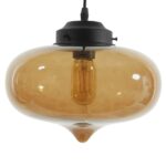 GloboStar® QUINN 01029 Vintage Κρεμαστό Φωτιστικό Ανάρτηση Μονόφωτο 1 x E27 IP20 Μελί Γυαλί με Μαύρο Μέταλλο - Μ26 x Π26 x Υ20cm - Image 4