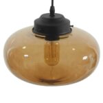 GloboStar® QUINN 01029 Vintage Κρεμαστό Φωτιστικό Ανάρτηση Μονόφωτο 1 x E27 IP20 Μελί Γυαλί με Μαύρο Μέταλλο - Μ26 x Π26 x Υ20cm - Image 5