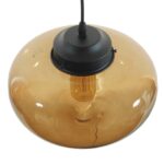 GloboStar® QUINN 01029 Vintage Κρεμαστό Φωτιστικό Ανάρτηση Μονόφωτο 1 x E27 IP20 Μελί Γυαλί με Μαύρο Μέταλλο - Μ26 x Π26 x Υ20cm - Image 6