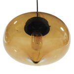 GloboStar® QUINN 01029 Vintage Κρεμαστό Φωτιστικό Ανάρτηση Μονόφωτο 1 x E27 IP20 Μελί Γυαλί με Μαύρο Μέταλλο - Μ26 x Π26 x Υ20cm - Image 7