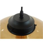 GloboStar® QUINN 01029 Vintage Κρεμαστό Φωτιστικό Ανάρτηση Μονόφωτο 1 x E27 IP20 Μελί Γυαλί με Μαύρο Μέταλλο - Μ26 x Π26 x Υ20cm - Image 8