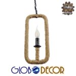GloboStar® LINDELL 10001110 Vintage Κρεμαστό Φωτιστικό Ανάρτηση Μονόφωτο 1 x E14 IP20 Μαύρο Μέταλλο με Μπεζ Σχοινί - Μ18 x Π18 x Υ33cm - Image 2