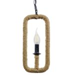 GloboStar® LINDELL 10001110 Vintage Κρεμαστό Φωτιστικό Ανάρτηση Μονόφωτο 1 x E14 IP20 Μαύρο Μέταλλο με Μπεζ Σχοινί - Μ18 x Π18 x Υ33cm - Image 4