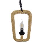 GloboStar® LINDELL 10001110 Vintage Κρεμαστό Φωτιστικό Ανάρτηση Μονόφωτο 1 x E14 IP20 Μαύρο Μέταλλο με Μπεζ Σχοινί - Μ18 x Π18 x Υ33cm - Image 6
