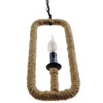 GloboStar® LINDELL 10001110 Vintage Κρεμαστό Φωτιστικό Ανάρτηση Μονόφωτο 1 x E14 IP20 Μαύρο Μέταλλο με Μπεζ Σχοινί - Μ18 x Π18 x Υ33cm - Image 8