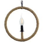 GloboStar® LINDELL 10001111 Vintage Κρεμαστό Φωτιστικό Ανάρτηση Μονόφωτο 1 x E27 IP20 Μαύρο Μέταλλο με Μπεζ Σχοινί - Μ33 x Π33 x Υ33cm - Image 4
