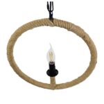 GloboStar® LINDELL 10001111 Vintage Κρεμαστό Φωτιστικό Ανάρτηση Μονόφωτο 1 x E27 IP20 Μαύρο Μέταλλο με Μπεζ Σχοινί - Μ33 x Π33 x Υ33cm - Image 8
