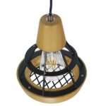 GloboStar® AKRON 10001133 Μοντέρνο Κρεμαστό Φωτιστικό Πλέγμα Μονόφωτο 1 x E27 IP20 Μπεζ Ξύλο με Μαύρο Μέταλλο - Μ19 x Π19 x Υ22cm - Image 7