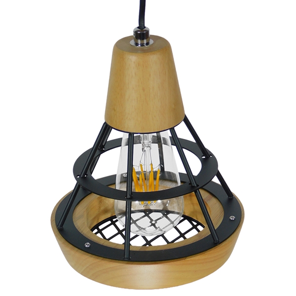 GloboStar® AKRON 10001133 Μοντέρνο Κρεμαστό Φωτιστικό Πλέγμα Μονόφωτο 1 x E27 IP20 Μπεζ Ξύλο με Μαύρο Μέταλλο - Μ19 x Π19 x Υ22cm - Image 8