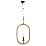 GloboStar® LINDELL 10001142 Vintage Κρεμαστό Φωτιστικό Ανάρτηση Μονόφωτο 1 x E27 IP20 Μαύρο Μέταλλο με Μπεζ Σχοινί - Μ35 x Π10 x Υ53cm - Image 3