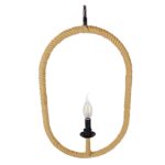 GloboStar® LINDELL 10001142 Vintage Κρεμαστό Φωτιστικό Ανάρτηση Μονόφωτο 1 x E27 IP20 Μαύρο Μέταλλο με Μπεζ Σχοινί - Μ35 x Π10 x Υ53cm - Image 4