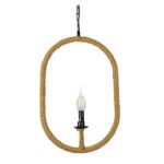 GloboStar® LINDELL 10001142 Vintage Κρεμαστό Φωτιστικό Ανάρτηση Μονόφωτο 1 x E27 IP20 Μαύρο Μέταλλο με Μπεζ Σχοινί - Μ35 x Π10 x Υ53cm - Image 5