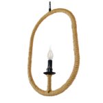 GloboStar® LINDELL 10001142 Vintage Κρεμαστό Φωτιστικό Ανάρτηση Μονόφωτο 1 x E27 IP20 Μαύρο Μέταλλο με Μπεζ Σχοινί - Μ35 x Π10 x Υ53cm - Image 6