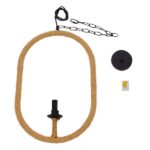 GloboStar® LINDELL 10001142 Vintage Κρεμαστό Φωτιστικό Ανάρτηση Μονόφωτο 1 x E27 IP20 Μαύρο Μέταλλο με Μπεζ Σχοινί - Μ35 x Π10 x Υ53cm - Image 9