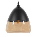 GloboStar® OLIVER 10001231 Vintage Κρεμαστό Φωτιστικό Καμπάνα Μονόφωτο 1 x E27 Μαύρο Μέταλλο με Μελί Γυαλί - Μ20 x Π20 x Υ21cm - Image 4