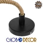 GloboStar® MALVERN 10001239 Vintage Κρεμαστό Φωτιστικό Ανάρτηση Μονόφωτο 1 x E27 IP20 Μαύρο Μέταλλο με Μπεζ Σχοινί - Μ34 x Π22 x Υ34cm - Image 7