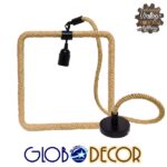 GloboStar® MALVERN 10001240 Vintage Κρεμαστό Φωτιστικό Ανάρτηση Μονόφωτο 1 x E27 IP20 Μαύρο Μέταλλο με Μπεζ Σχοινί - Μ33 x Π22 x Υ33cm - Image 4