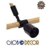GloboStar® MALVERN 10001240 Vintage Κρεμαστό Φωτιστικό Ανάρτηση Μονόφωτο 1 x E27 IP20 Μαύρο Μέταλλο με Μπεζ Σχοινί - Μ33 x Π22 x Υ33cm - Image 5