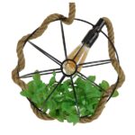 GloboStar® BRADLEY 10001328 Vintage Κρεμαστό Φωτιστικό Πλέγμα Μονόφωτο 1 x E27 IP20 Μπεζ Σχοινί, Πράσινο Πλαστικό με Μαύρο Μέταλλο - Μ33 x Π33 x Υ33cm - Image 7