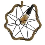GloboStar® BRADLEY 10001328 Vintage Κρεμαστό Φωτιστικό Πλέγμα Μονόφωτο 1 x E27 IP20 Μπεζ Σχοινί, Πράσινο Πλαστικό με Μαύρο Μέταλλο - Μ33 x Π33 x Υ33cm - Image 10