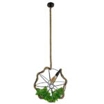 GloboStar® BRADLEY 10001329 Vintage Κρεμαστό Φωτιστικό Πλέγμα Μονόφωτο 1 x E27 IP20 Μπεζ Σχοινί, Πράσινο Πλαστικό με Μαύρο Μέταλλο - Μ42 x Π42 x Υ42cm - Image 3