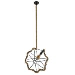 GloboStar® BRADLEY 10001329 Vintage Κρεμαστό Φωτιστικό Πλέγμα Μονόφωτο 1 x E27 IP20 Μπεζ Σχοινί, Πράσινο Πλαστικό με Μαύρο Μέταλλο - Μ42 x Π42 x Υ42cm - Image 5
