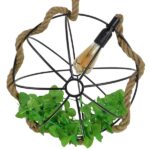 GloboStar® BRADLEY 10001329 Vintage Κρεμαστό Φωτιστικό Πλέγμα Μονόφωτο 1 x E27 IP20 Μπεζ Σχοινί, Πράσινο Πλαστικό με Μαύρο Μέταλλο - Μ42 x Π42 x Υ42cm - Image 8