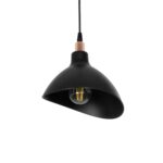 GloboStar® RIVE 203-0143 Μοντέρνο Κρεμαστό Φωτιστικό Καμπάνα Μονόφωτο 1 x E27 IP20 Μάυρο με Χρυσό Πλαστικό - Μ22 x Π22 x Υ83cm