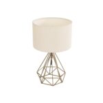 GloboStar® DIAMOND 204-0084 Μοντέρνο Eπιτραπέζιο Φωτιστικό Μονόφωτο 1 x E27 IP20 Χρυσό Μέταλλο με Μπεζ Ύφασμα - Μ24 x Π24 x Υ35cm