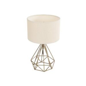 GloboStar® DIAMOND 204-0084 Μοντέρνο Eπιτραπέζιο Φωτιστικό Μονόφωτο 1 x E27 IP20 Χρυσό Μέταλλο με Μπεζ Ύφασμα - Μ24 x Π24 x Υ35cm