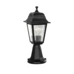 GloboStar® SOLME 203-0210 Vintage Επιδαπέδιο Φωτιστικό Φαναράκι Μονόφωτο 1 x E27 IP44 Μαύρο Πλαστικό Σώμα - Μ15 x Π15 x Υ38cm