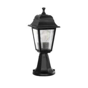 GloboStar® SOLME 203-0210 Vintage Επιδαπέδιο Φωτιστικό Φαναράκι Μονόφωτο 1 x E27 IP44 Μαύρο Πλαστικό Σώμα - Μ15 x Π15 x Υ38cm