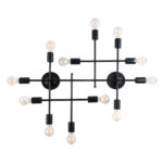 GloboStar® PIPING 00667 Vintage Επιτοίχιο Φωτιστικό Πολύφωτο 12 x E27 IP20 Μαύρο Μέταλλο - Μ78.5 x Π9.5 x Υ64cm