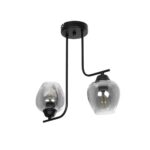 GloboStar® GLOSSA 201-0091 Vintage Κρεμαστό Φωτιστικό Μπάλα Δίφωτο 2 x E27 IP20 Μαύρο Μέταλλο με Φιμέ Γυαλί - Μ30 x Π15 x Υ54cm