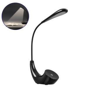 GloboStar® TESLER 76501 Μοντέρνο Επαναφορτιζόμενο Φωτιστικό Γραφείου Μαύρο LED 2.8 Watt 550lm DC 5V Αφής & Καλώδιο Τροφοδοσίας USB με Ενσωματωμένη Μπαταρία 1800mAh Φυσικό Λευκό 4500K