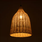 GloboStar® BAHAMAS 01202 Boho Κρεμαστό Φωτιστικό Καμπάνα Μονόφωτο 1 x E27 IP20 Μπεζ Ξύλο - Μ30 x Π30 x Υ40cm - Image 2