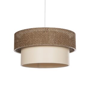 GloboStar® LIVI 203-0175 Μοντέρνο Κρεμαστό Φωτιστικό Καπέλο Μονόφωτο 1 x E27 IP20 Σκούρο Καφέ & Λευκό Ύφασμα - Μ38 x Π38 x Υ95cm