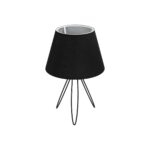 GloboStar® TRIP 204-0086 Μοντέρνο Eπιτραπέζιο Φωτιστικό Μονόφωτο 1 x E27 IP20 Μαύρο Μέταλλο με Μαύρο Ύφασμα - Μ22 x Π22 x Υ33cm