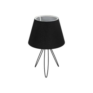 GloboStar® TRIP 204-0086 Μοντέρνο Eπιτραπέζιο Φωτιστικό Μονόφωτο 1 x E27 IP20 Μαύρο Μέταλλο με Μαύρο Ύφασμα - Μ22 x Π22 x Υ33cm