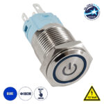 GloboStar® 70783 LED Φωτιζόμενος Διακόπτης Χωνευτός - Μπουτόν On/Off Ανοξείδωτος DC 12V με Angel Eye Αδιάβροχο Φ18mm IP67 Μπλε - Image 3