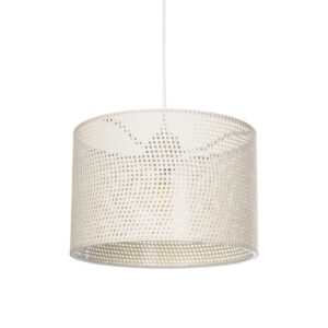 GloboStar® CLAIRIE 203-0137 Μοντέρνο Κρεμαστό Φωτιστικό Καπέλο Μονόφωτο 1 x E27 IP20 Λευκό Ύφασμα - Μ30 x Π30 x Υ93cm