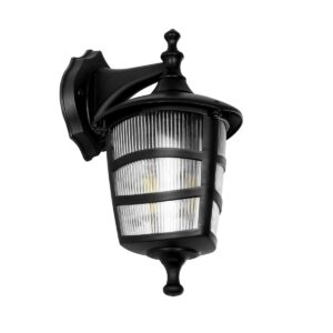 GloboStar® ZARDIN 203-0206 Vintage Επιτοίχιο Φωτιστικό Φαναράκι Μονόφωτο 1 x E27 IP44 Μαύρο Πλαστικό Σώμα - Μ22 x Π17 x Υ27cm