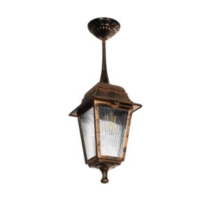 GloboStar® SOLME 203-0214 Vintage Κρεμαστό Φωτιστικό Φαναράκι Μονόφωτο 1 x E27 IP44 Χάλκινο Πλαστικό Σώμα - Μ15 x Π15 x Υ50cm