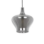 GLOBOSTAR® OVOCE 206-0032 Μοντέρνο Κρεμαστό Φωτιστικό Οροφής με Ντουί 1 x E27 AC 220-240V IP20 - Μαύρο Φιμέ - Μ20 x Π20 x Υ22cm